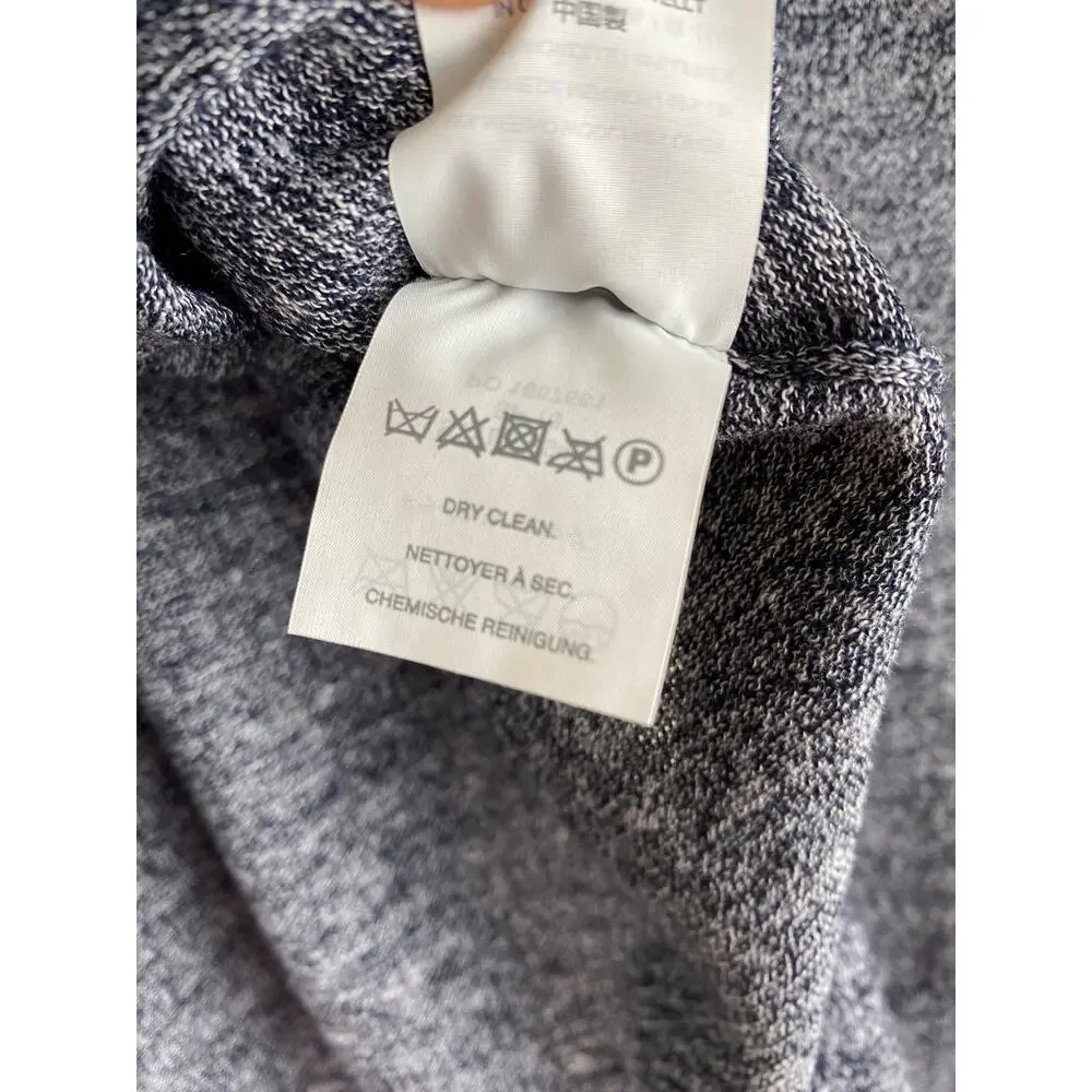 J.Crew Merino Linen Double V Neck Knit Top Sweater Blue Relaxed Small